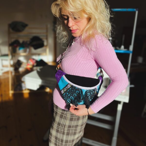 Blue sky and fringe waist bag